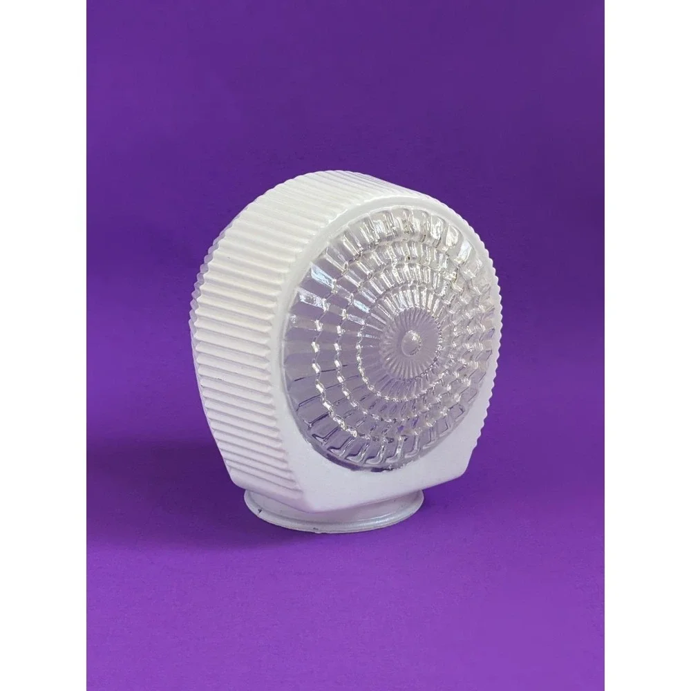 Vintage Art Deco White & Clear Glass Ribbed Ceiling Porch Light Shade Sunburst